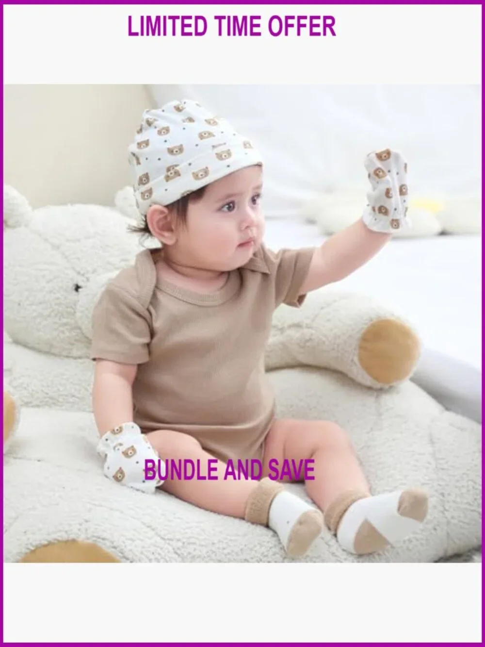 Soft Cotton Newborn Hat Mittens Socks Set 0-6 Months Infant Accessories
